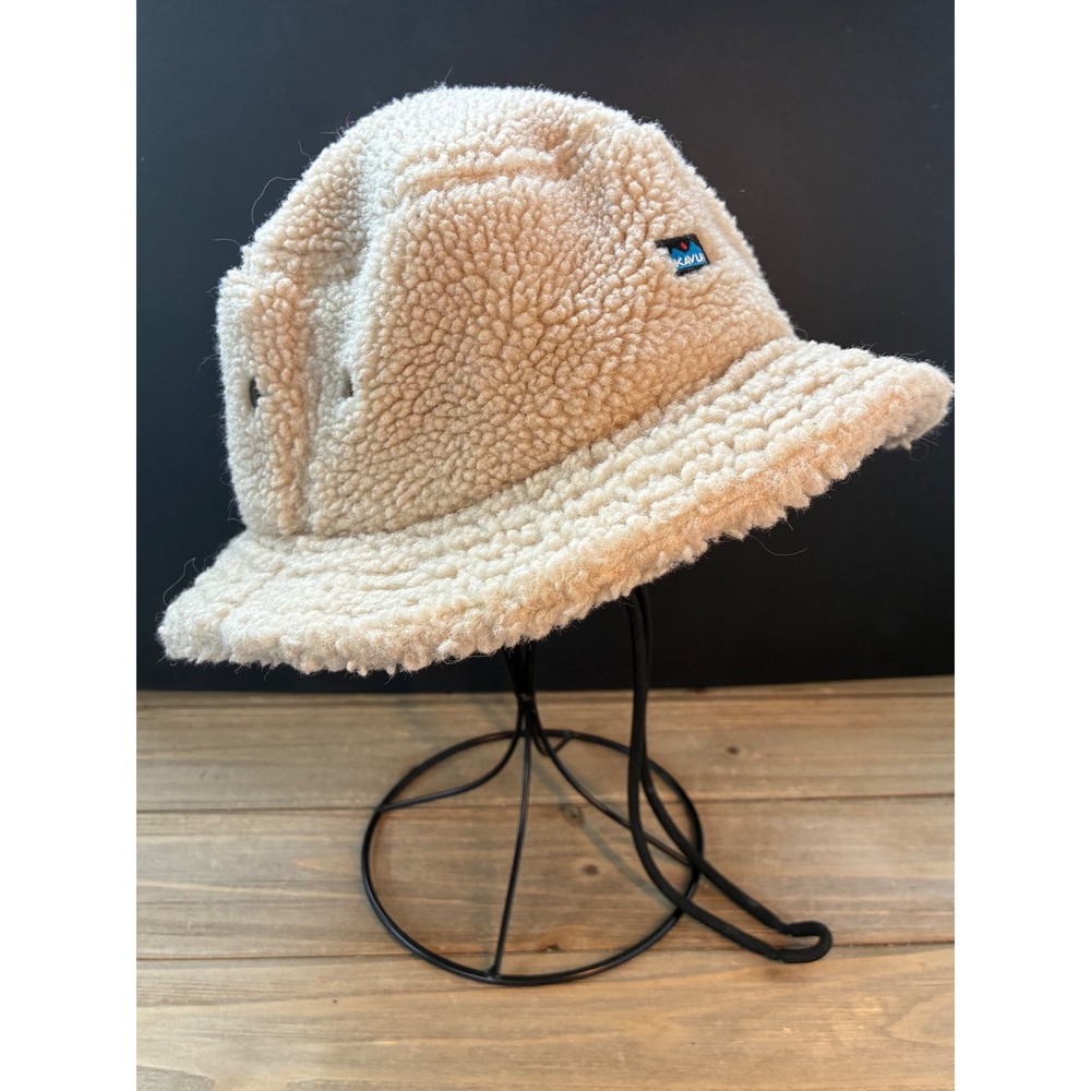 Kavu Bucket Hat Sherpa Fleece Adjustable Mens OS Beige Cream Excellent
